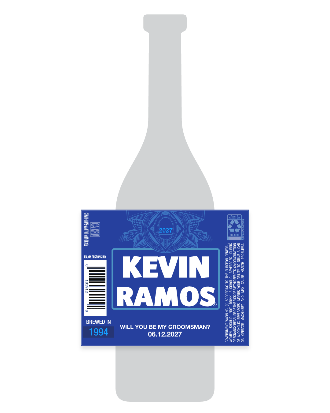 Custom Beer Bottle Labels with the groomsman proposal text preset